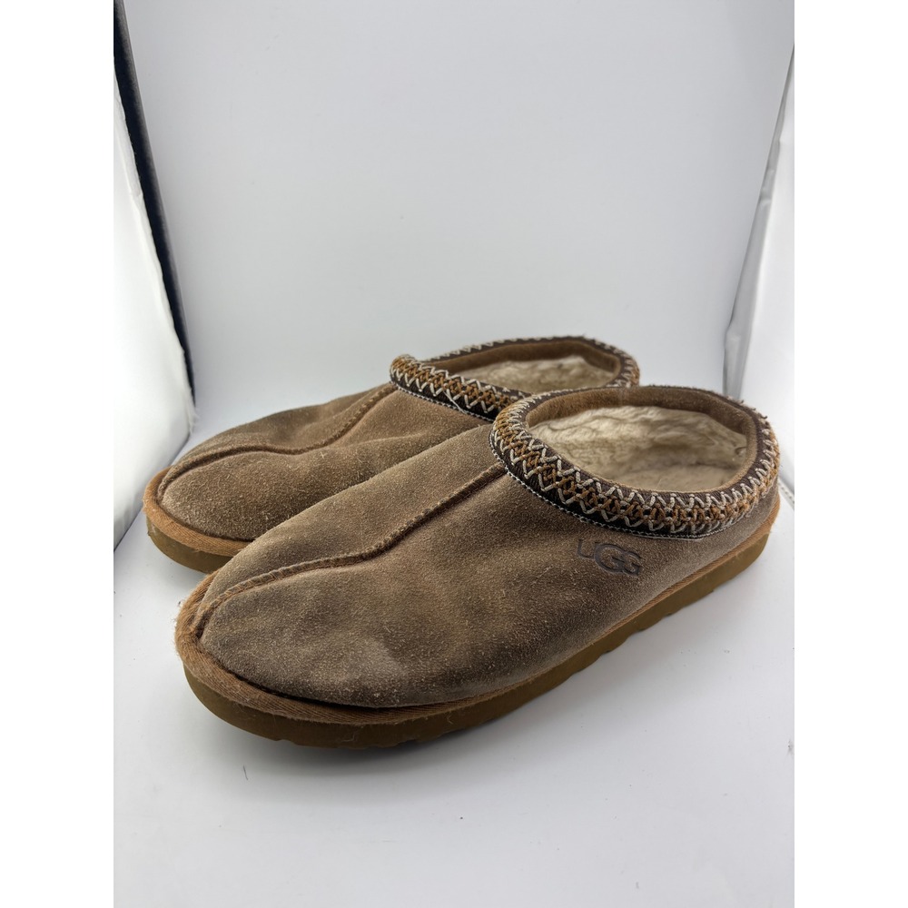 UGG Tasman Chestnut Suede Slippers Mens Size 9 Brown Braided Slip On 5950
